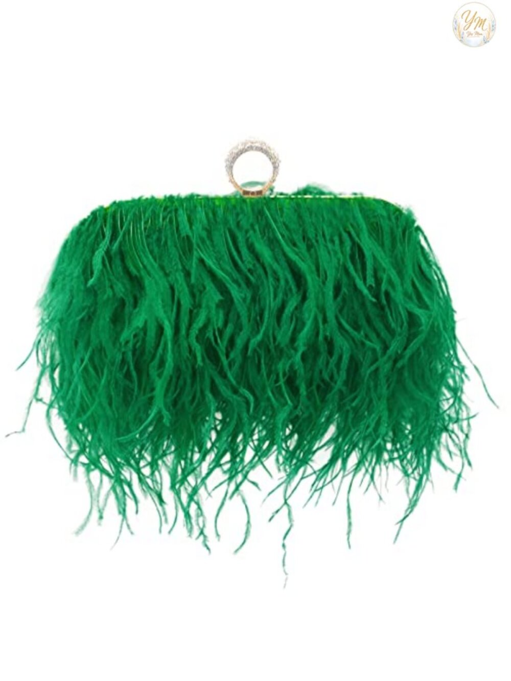 Ostrich Feather Clutch Purse Crossbody Evening Bag Handmade